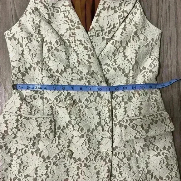 NWOT Anthropologie Hutch Sleeveless Double-Breasted White Lace Blazer Dress - Picture 9 of 11